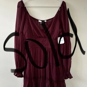 Altar’d State Dress Size XL Burgundy Red Holiday Christmas Dress Long Sleeve NEW
